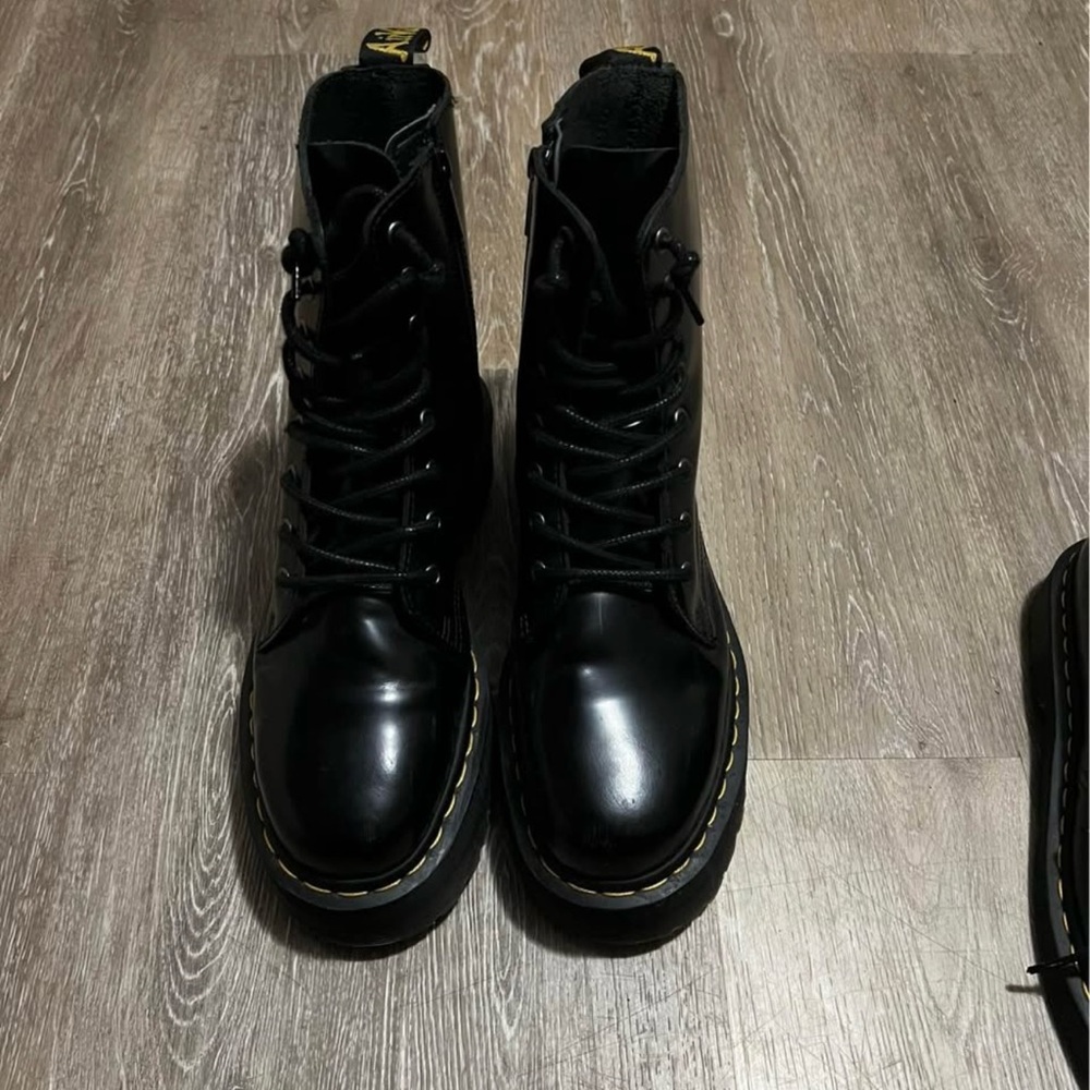 Dr. Martens Black Lace Up Boots with Glossy Finish